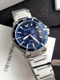 Emporio Armani Men’s Automatic Silver Stainless Steel Blue Dial 42mm Watch AR60059