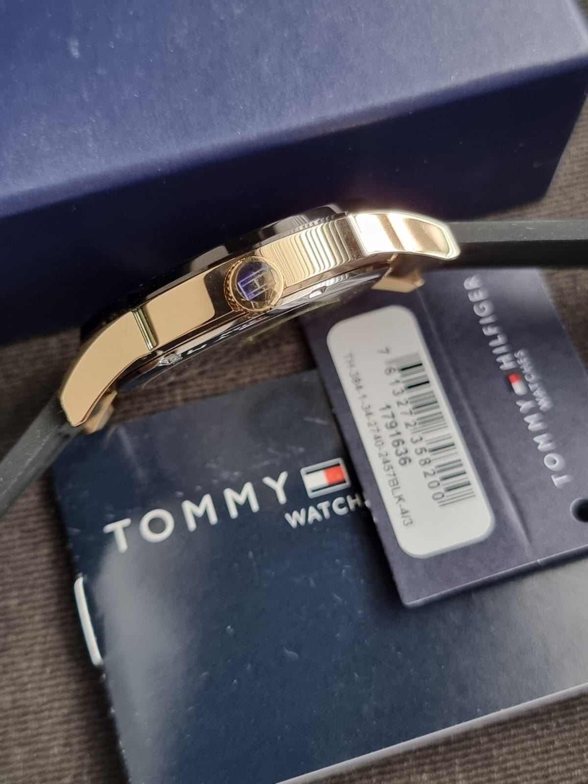 Tommy Hilfiger Men’s Quartz Black Silicone Strap Black Dial 44mm Watch 1791636