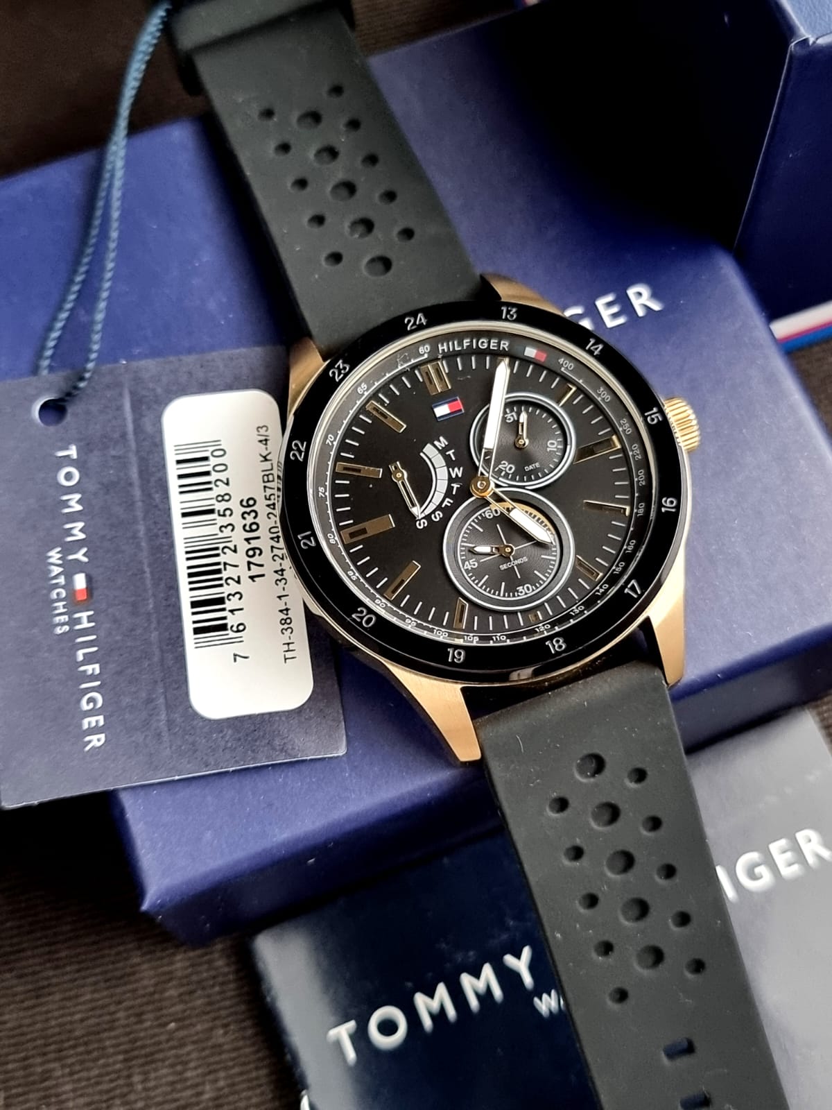 Tommy Hilfiger Men’s Quartz Black Silicone Strap Black Dial 44mm Watch 1791636