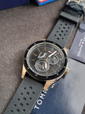 Tommy Hilfiger Men’s Quartz Black Silicone Strap Black Dial 44mm Watch 1791636
