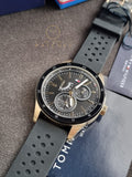 Tommy Hilfiger Men’s Quartz Black Silicone Strap Black Dial 44mm Watch 1791636