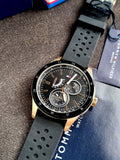 Tommy Hilfiger Men’s Quartz Black Silicone Strap Black Dial 44mm Watch 1791636