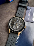 Tommy Hilfiger Men’s Quartz Black Silicone Strap Black Dial 44mm Watch 1791636