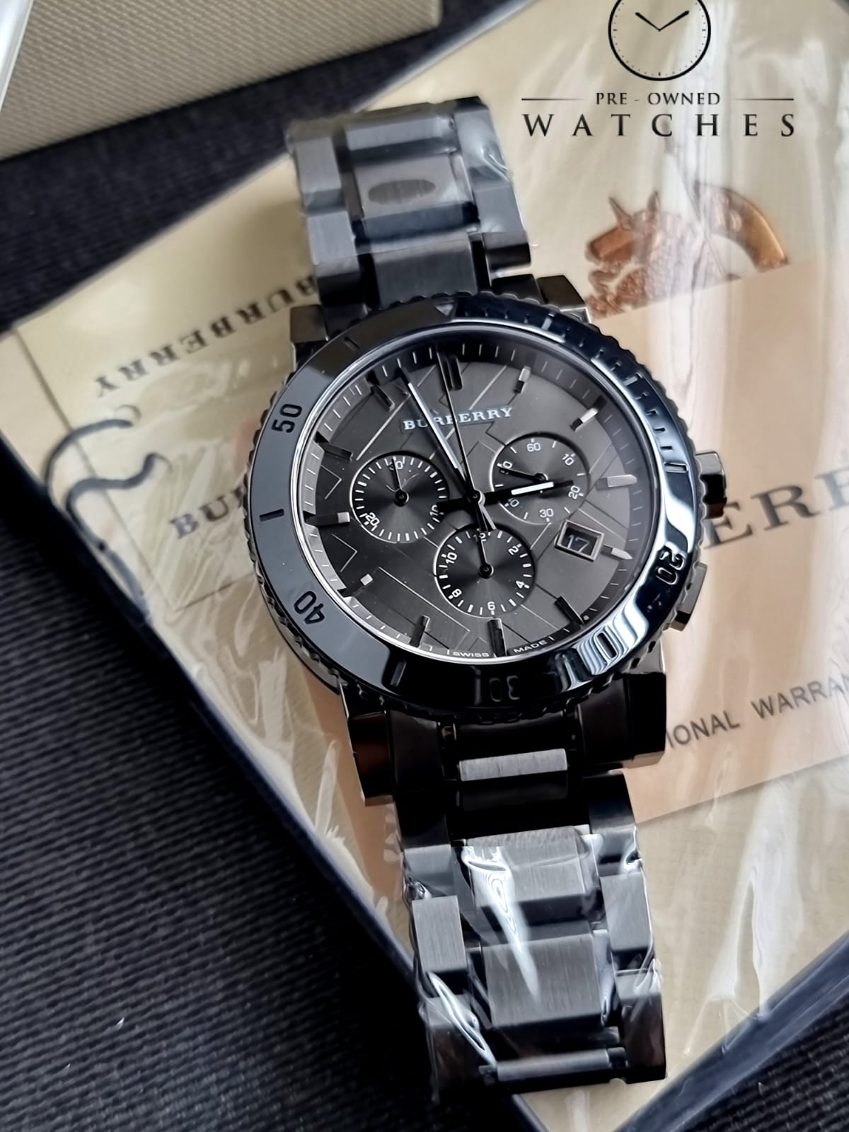 BURBERRY Men’s Swiss Made Stainless Steel Grey Dial 42mm Watch BU9381