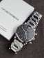 EMPORIO ARMANI Classic Black Dial Silver Stainless Steel Chronograph Watch For Gents - AR1853