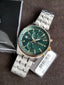 Hugo Boss Silver Stainless Steel Green Dial Chronograph Quartz Watch for Gents 1514195