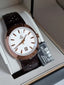 Rado D-Star Men's Automatic Watch – 42mm White Dial, Rose Gold-Plated Ceramos Case & Brown Leather Strap – R15516105