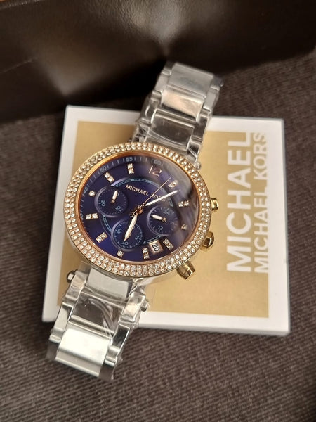 Michael Kors Chrono SS Light Blue Acetate Parker MK Watch (Consignment Batch) Michael Kors | Accessories | Michael Kors Chrono Ss Light  main image 3