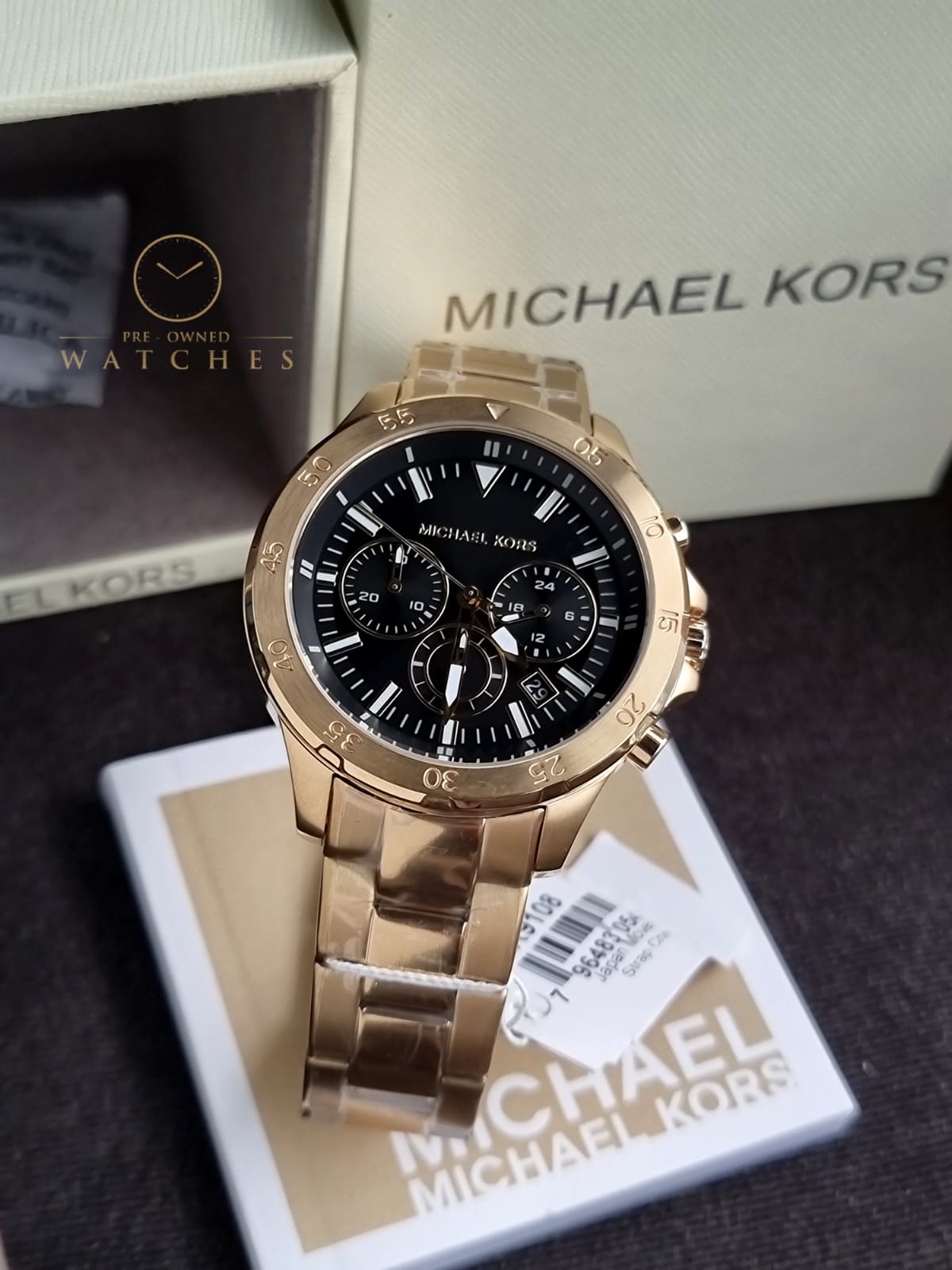 Michael Kors Men’s Quartz Gold Stainless Steel Black Dial 43mm Watch MK9108