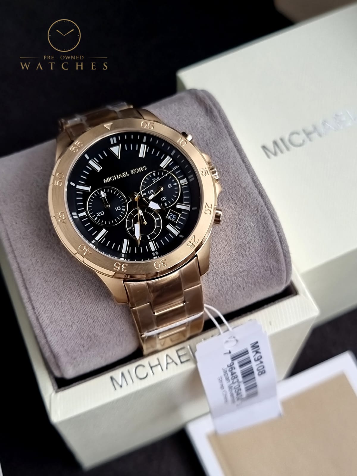Michael Kors Men’s Quartz Gold Stainless Steel Black Dial 43mm Watch MK9108