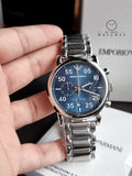 Emporio Armani Men’s Chronograph Quartz Stainless Steel Blue Dial 42mm Watch AR11132