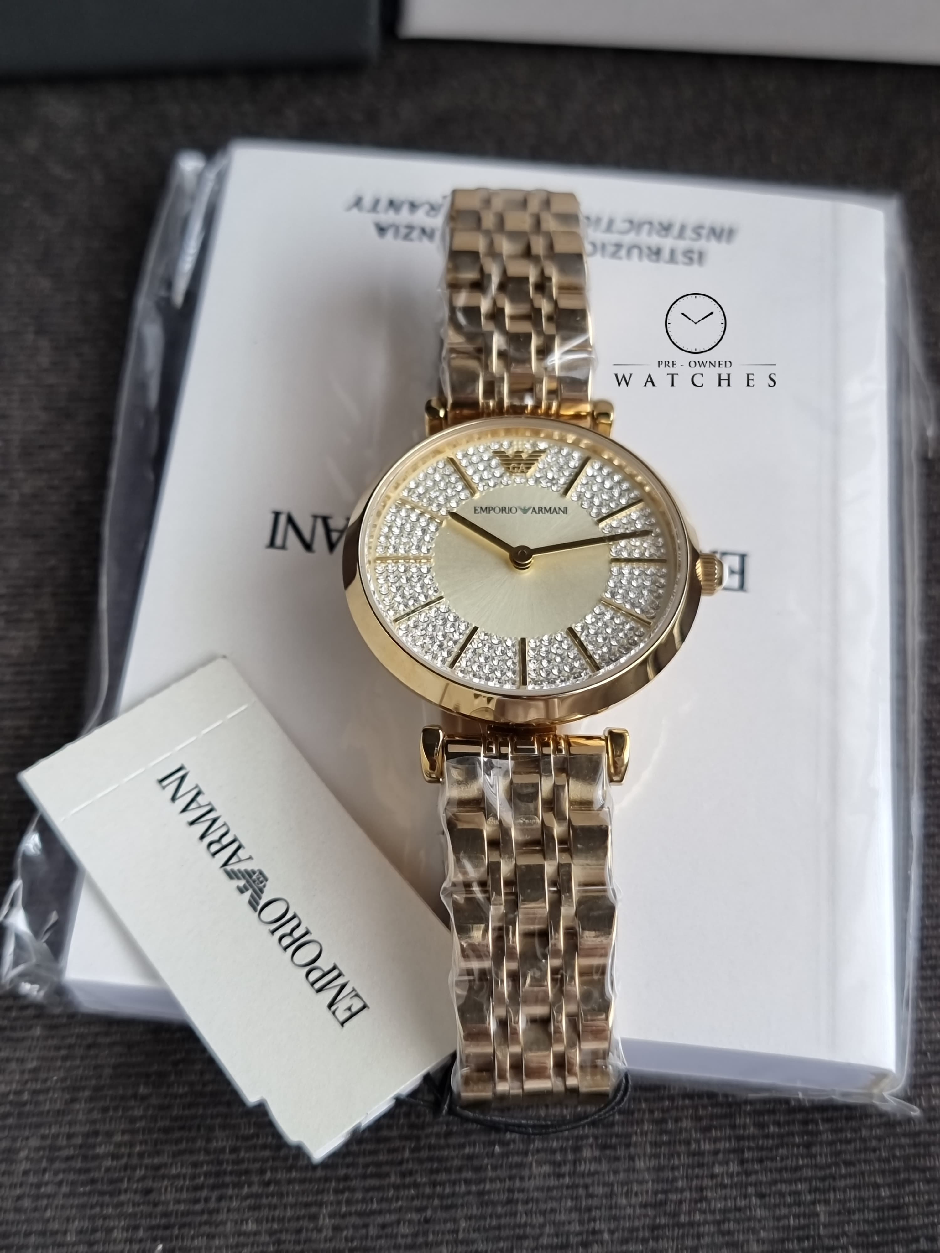 Emporio Armani Women’s Quartz Gold Stainless Steel Beige Dial 32mm Watch AR11608