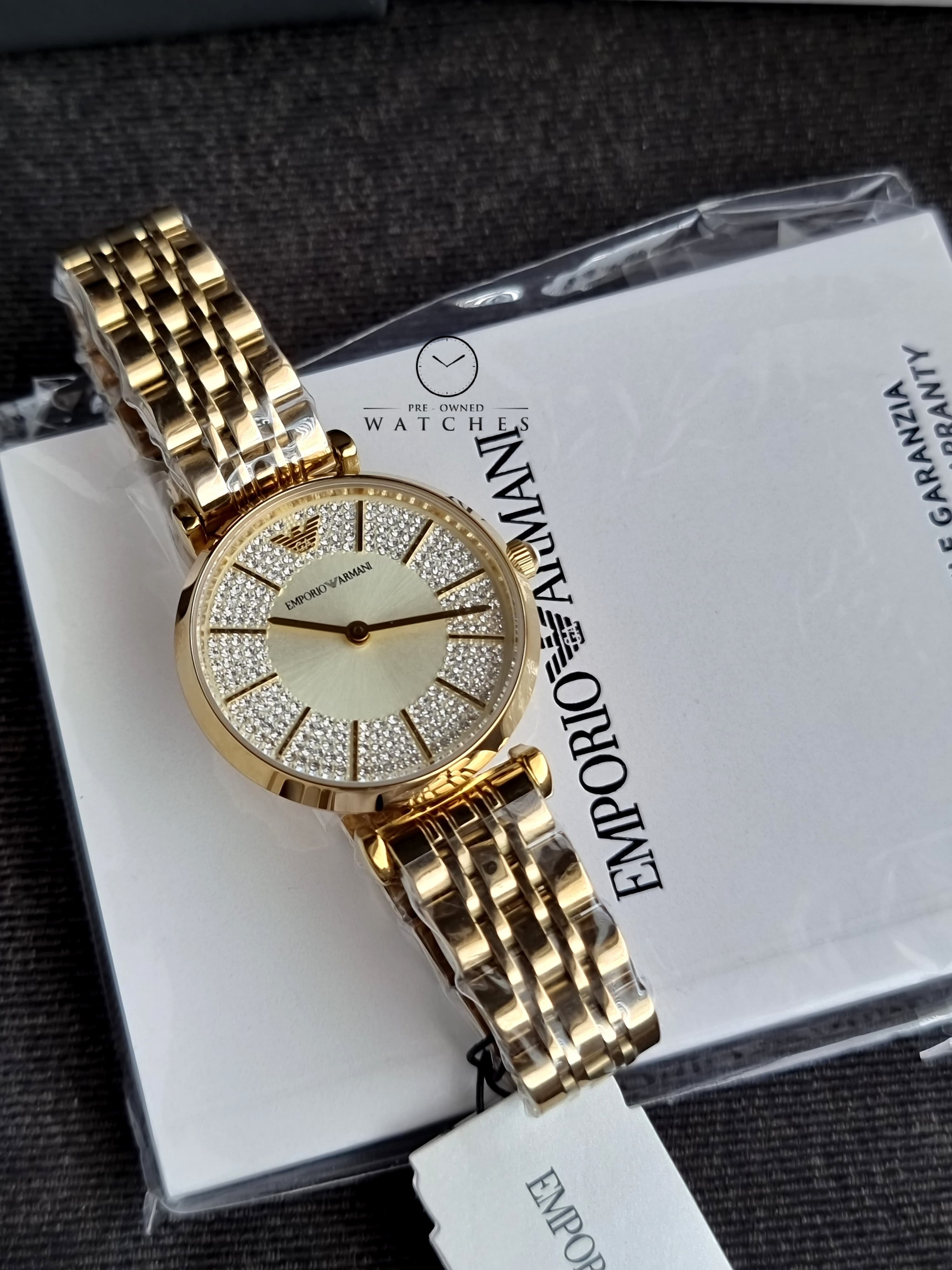 Emporio Armani Women’s Quartz Gold Stainless Steel Beige Dial 32mm Watch AR11608