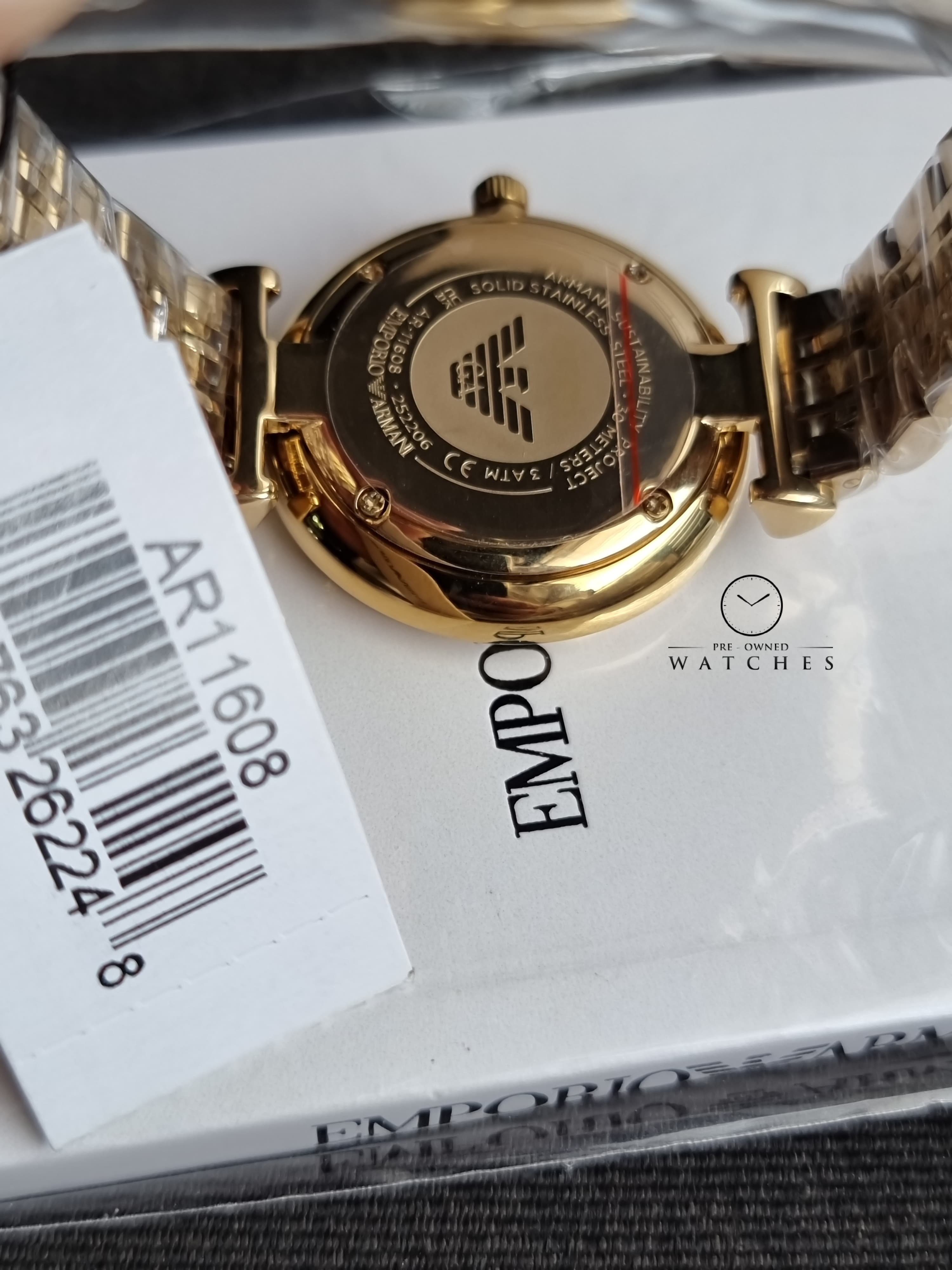 Emporio Armani Women’s Quartz Gold Stainless Steel Beige Dial 32mm Watch AR11608