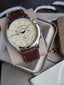 Fossil Forrester Brown Leather Strap Cream Dial Chronograph Quartz Watch for Gents - FS5696