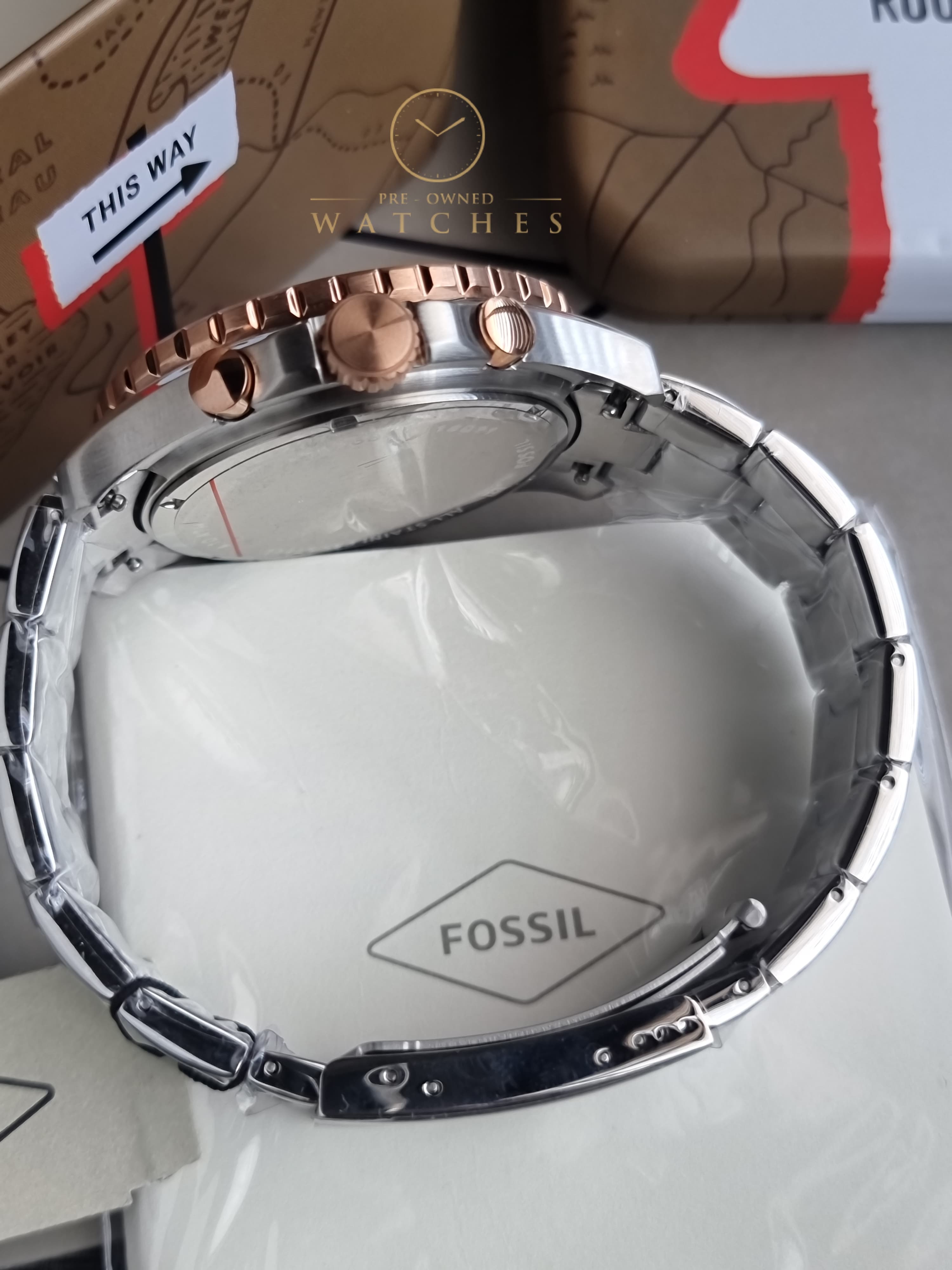 Fossil Men’s Chronograph Quartz Stainless Steel Black Dial 46mm Watch FS5768
