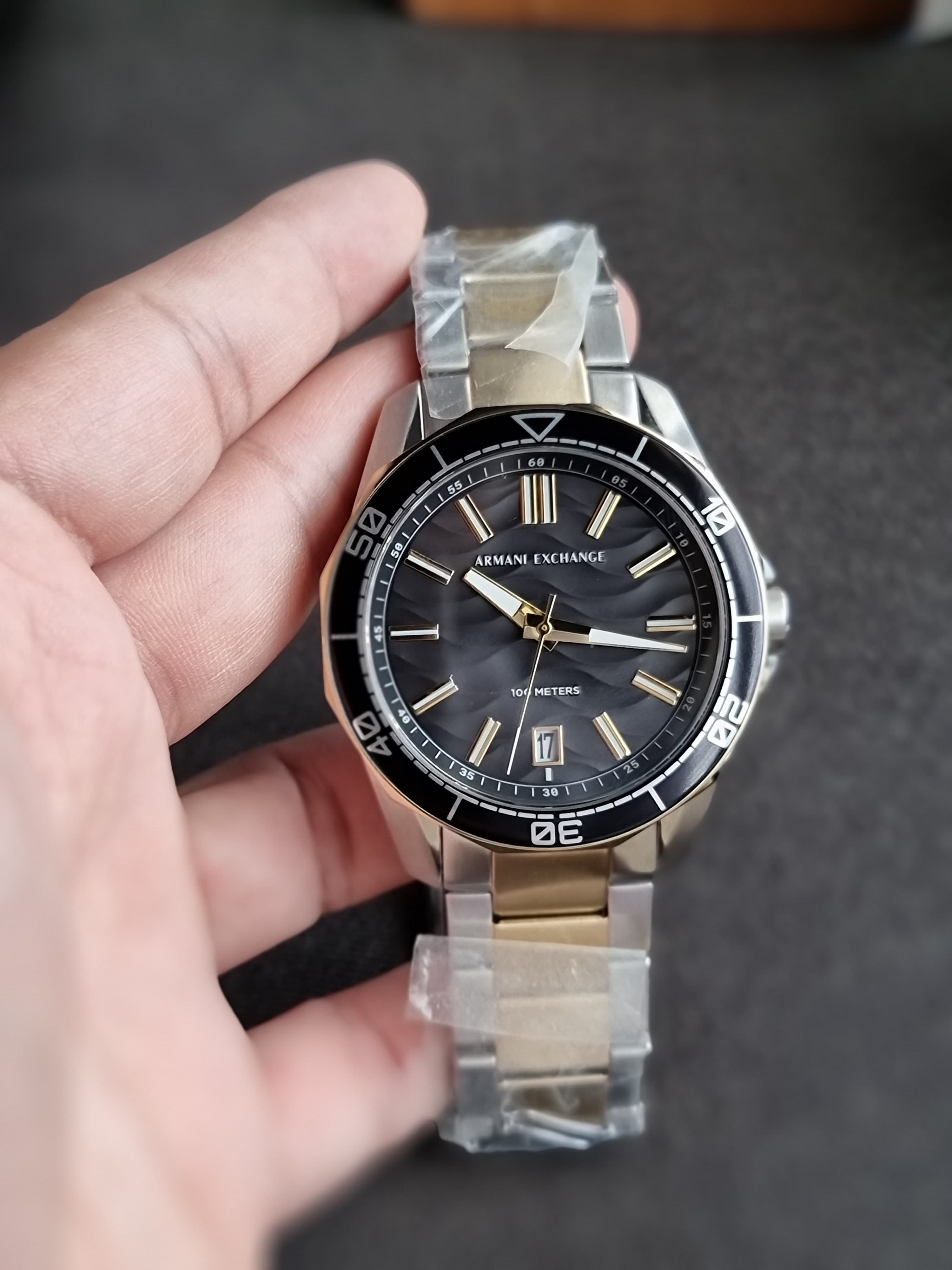 Armani Exchange Three-Hand Date Two-Tone Stainless Steel Watch AX1956