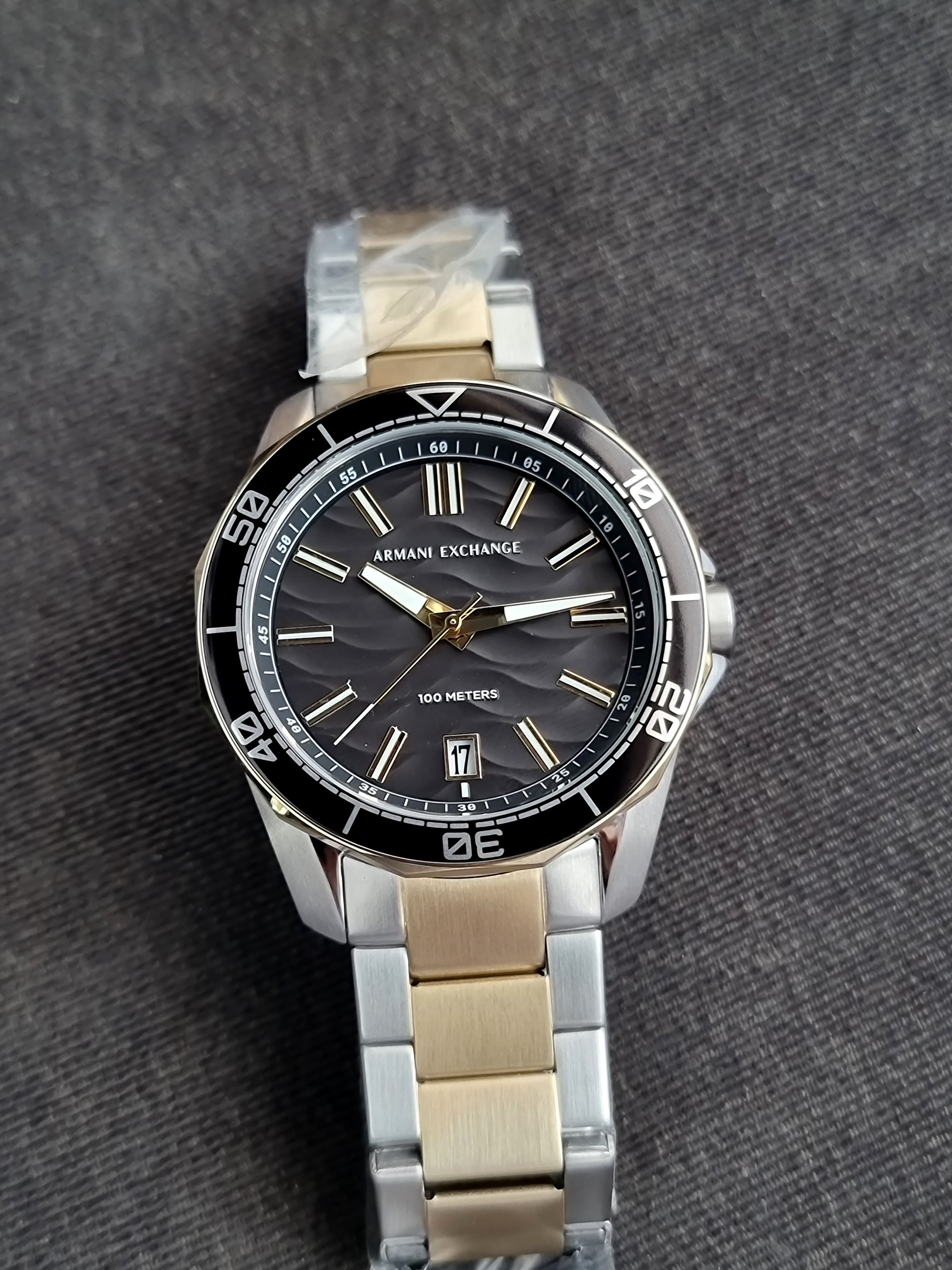 Armani Exchange Three-Hand Date Two-Tone Stainless Steel Watch AX1956