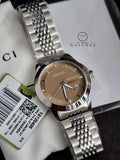 Gucci Men’s Analog Quartz Stainless Steel Brown Dial 38mm Watch YA126406