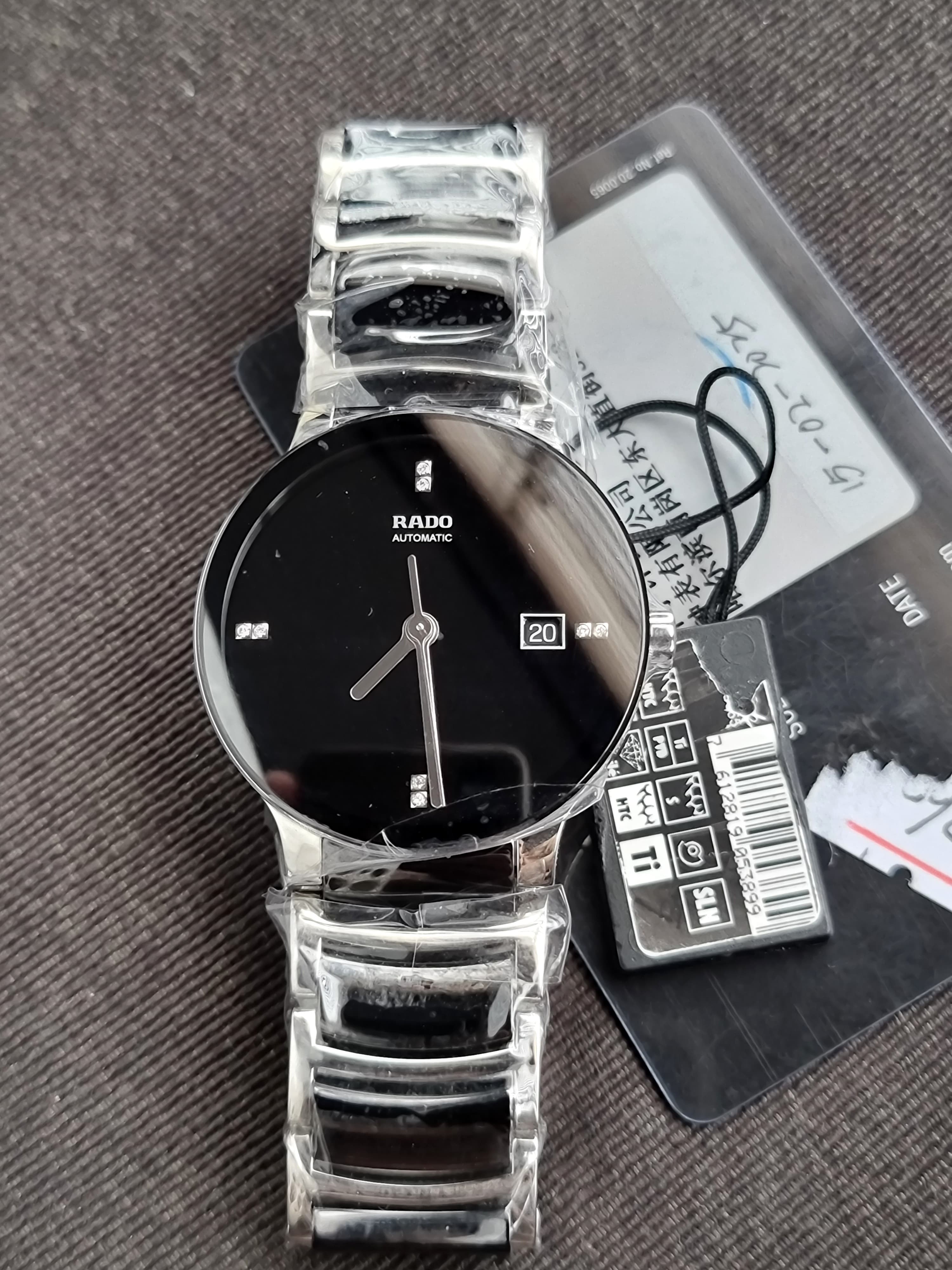 Rado Centrix Two-tone Ceramic Strap Black Dial Automatic Watch for Gents - R30941702
