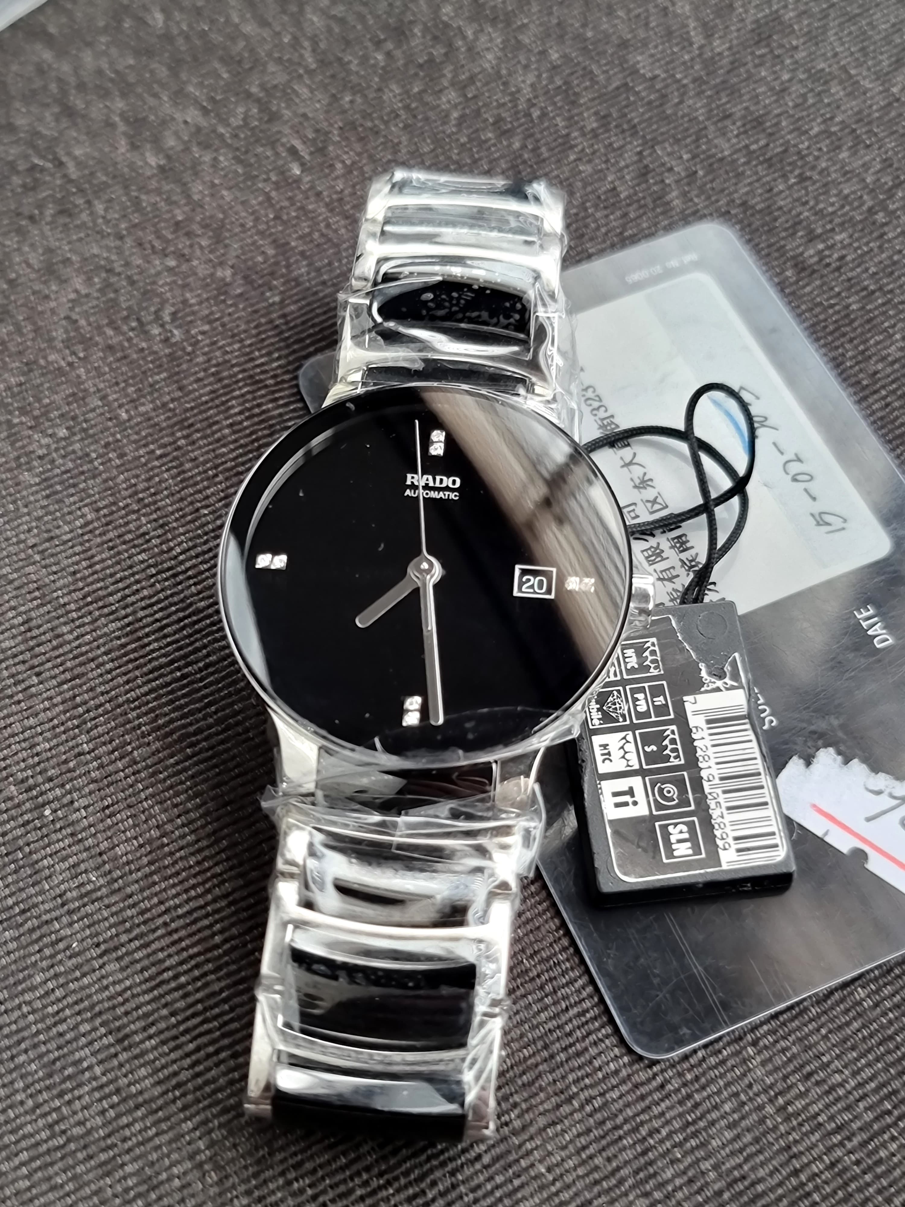Rado Centrix Two-tone Ceramic Strap Black Dial Automatic Watch for Gents - R30941702