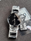 Rado Centrix Two-tone Ceramic Strap Black Dial Automatic Watch for Gents - R30941702