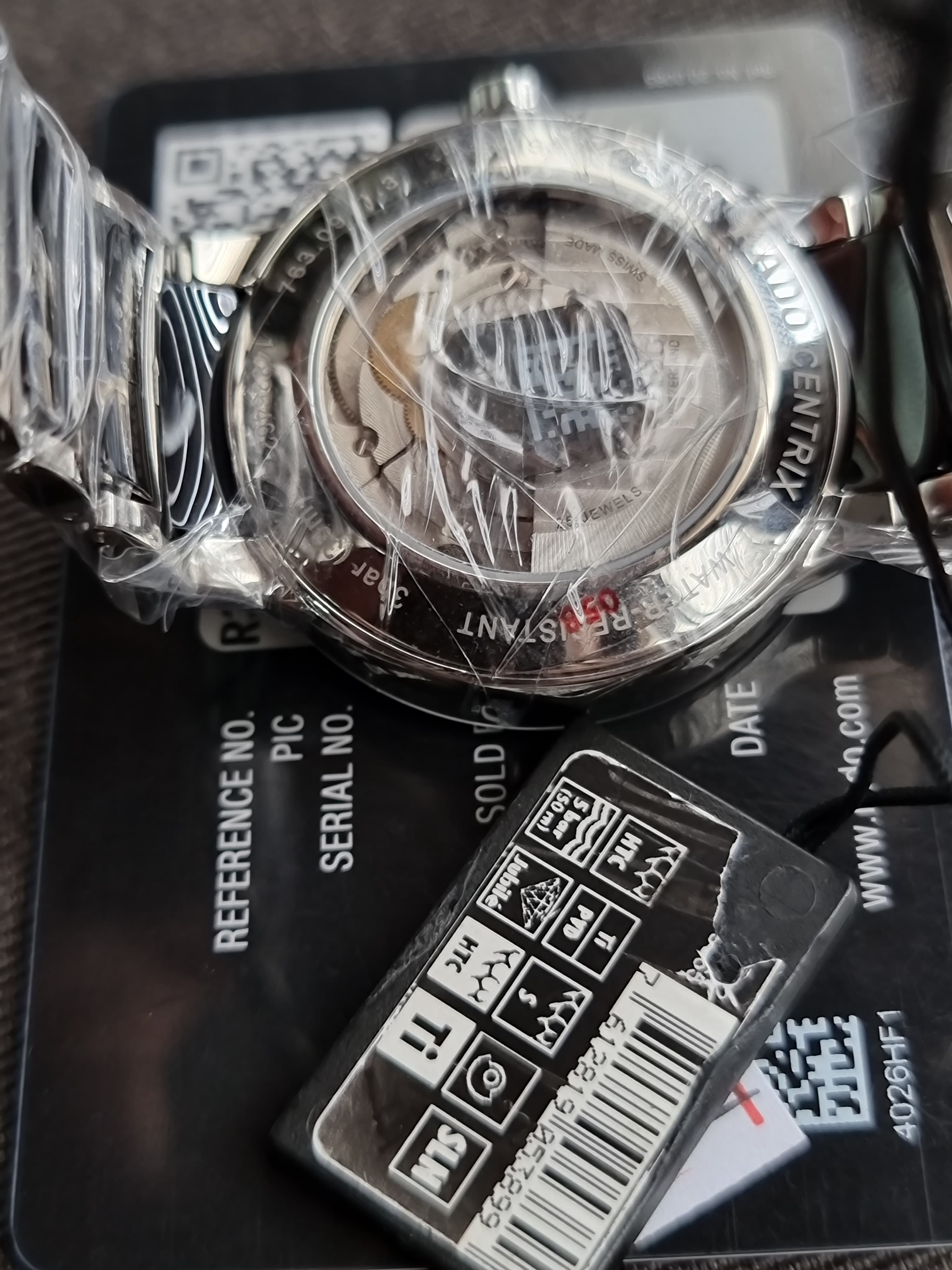 Rado Centrix Two-tone Ceramic Strap Black Dial Automatic Watch for Gents - R30941702