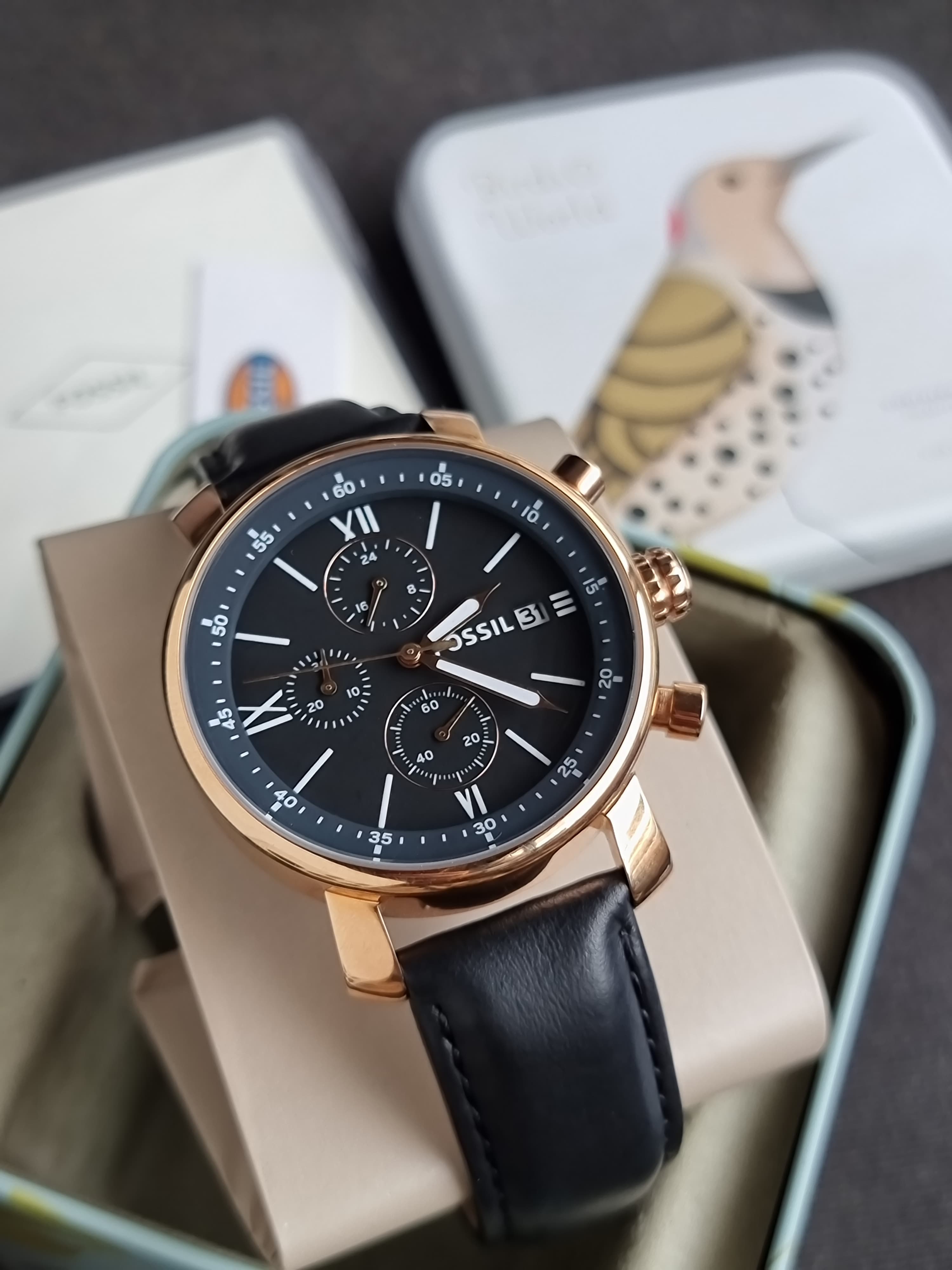 Fossil Analog Black Dial Men's Watch-BQ1008