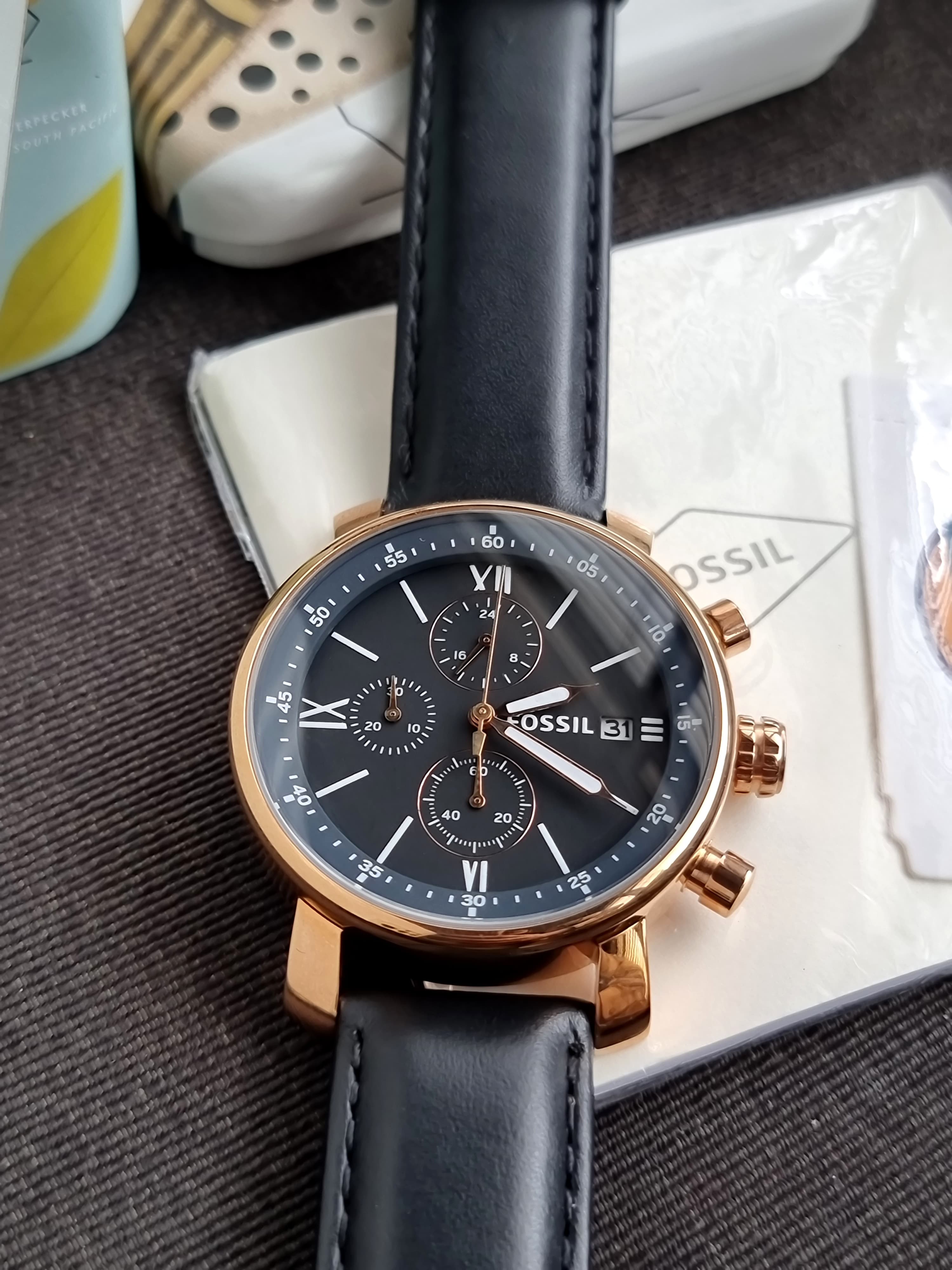 Fossil Analog Black Dial Men's Watch-BQ1008