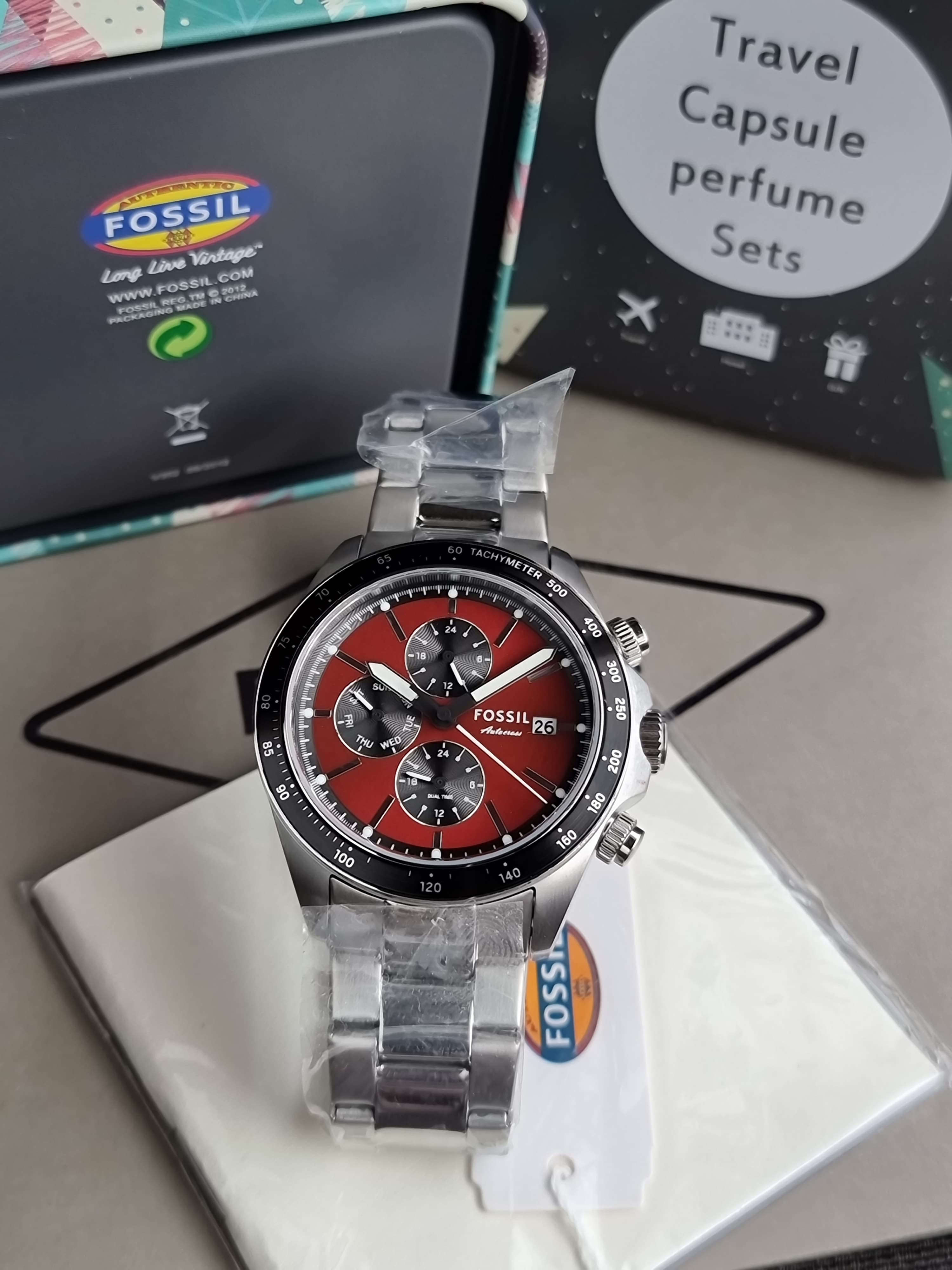 FOSSIL  Autocross Chronograph Quartz Red Dial Men's Watch Item No. BQ2895