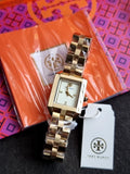 Tory Burch Watch TORY BURCH Stainless Steel Square Ladies Watch Watch Gold TBW1100, gold