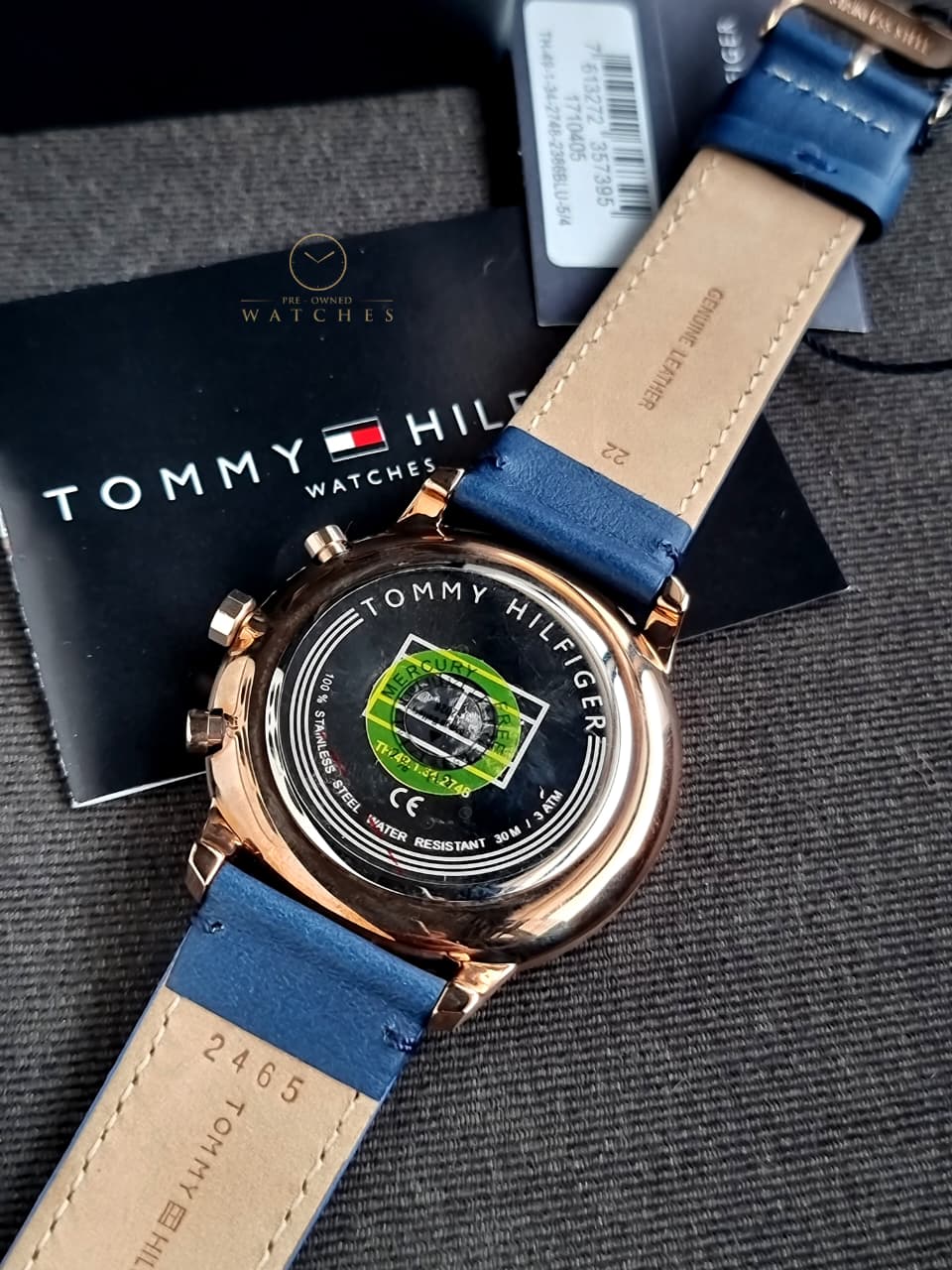 Tommy Hilfiger Analogue Multifunction Quartz Watch for Men with Navy Blue Leather Strap - 1710405