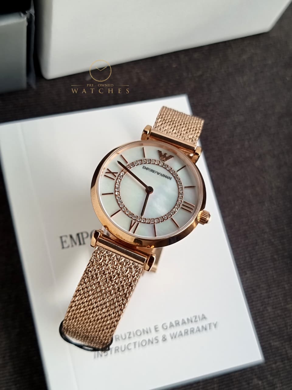 Emporio Armani Women’s Analog Stainless Steel Mother of Pearl Dial 32mm Watch AR11320
