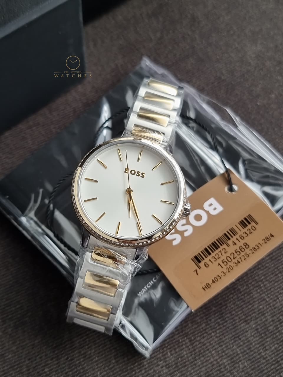 HUGO BOSS Signature Two-Tone Stainless Steel Silver Dial Quartz Watch for Ladies - 1502568