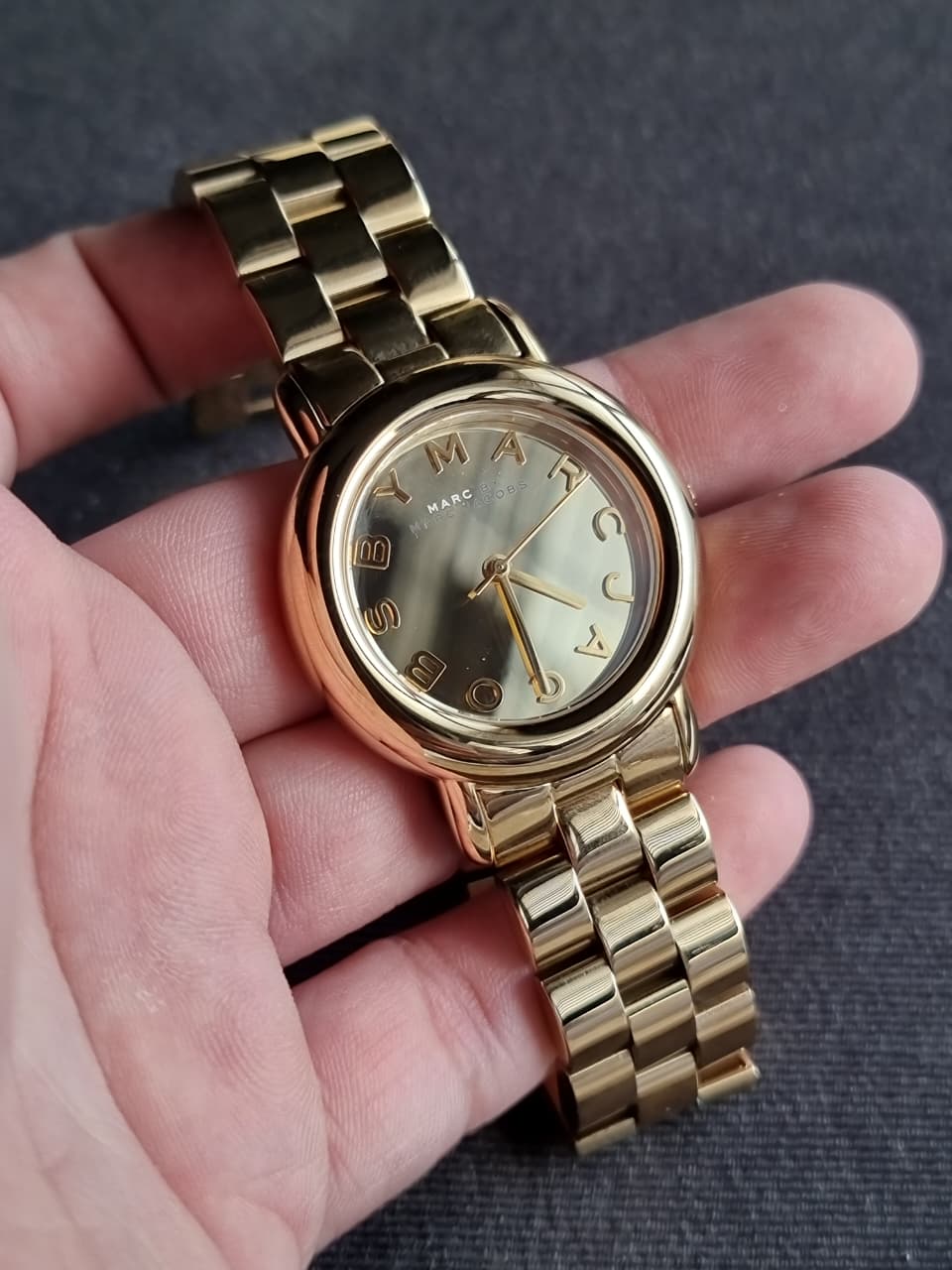 MARC JACOBS MARCI GOLD TONE,STAINLESS STEEL LINK BRACELET WATCH MBM3098