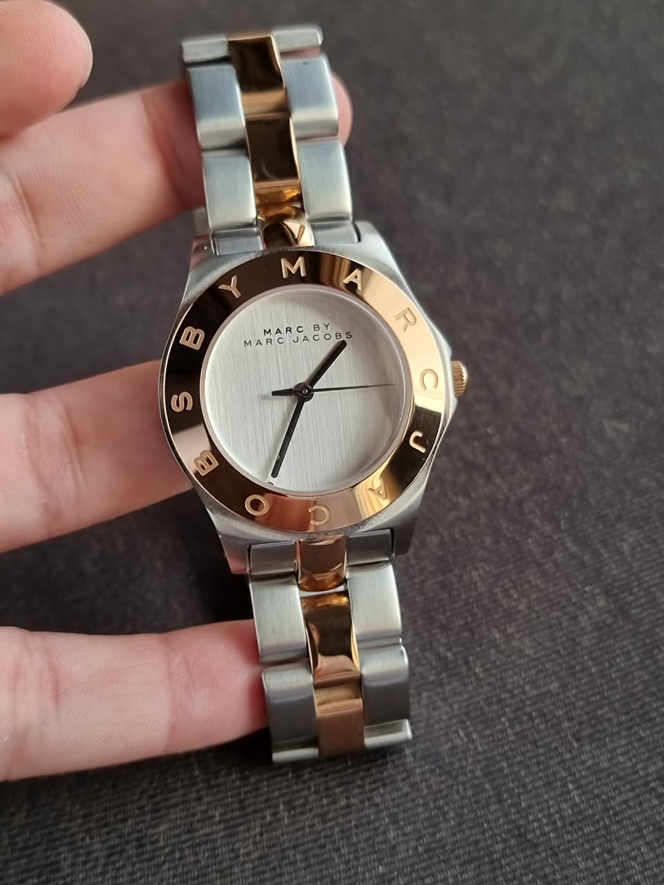 Marc by Marc Jacobs Mbm3129 Women's Blade Rose Gold Tone Bezel Silver Dial Two Tone  Stainless Steel Bracelet Watch, Analog Display