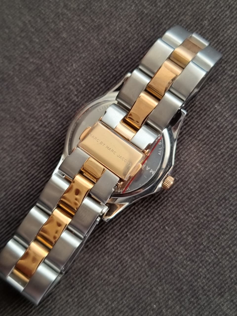 Marc by Marc Jacobs Mbm3129 Women's Blade Rose Gold Tone Bezel Silver Dial Two Tone  Stainless Steel Bracelet Watch, Analog Display