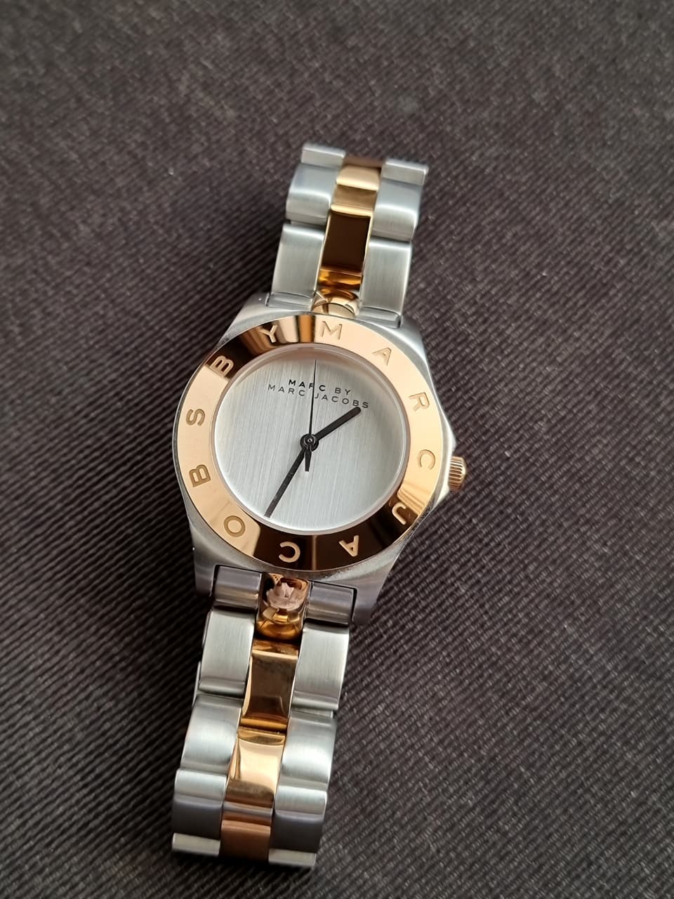 Marc by Marc Jacobs Mbm3129 Women's Blade Rose Gold Tone Bezel Silver Dial Two Tone  Stainless Steel Bracelet Watch, Analog Display