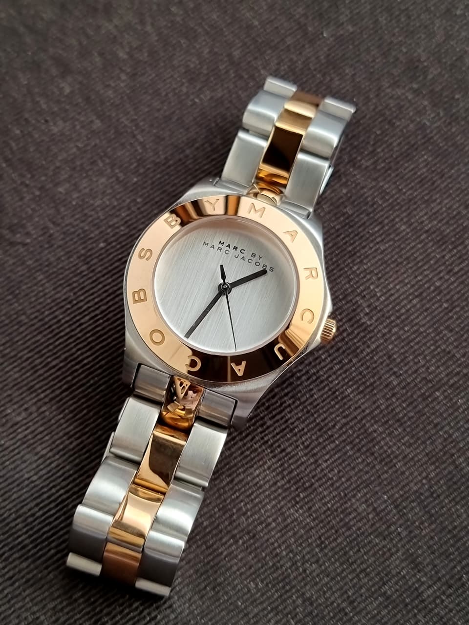 Marc by Marc Jacobs Mbm3129 Women's Blade Rose Gold Tone Bezel Silver Dial Two Tone  Stainless Steel Bracelet Watch, Analog Display