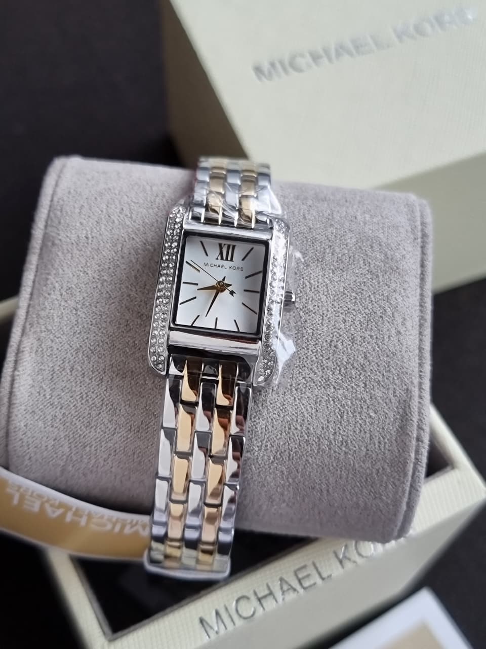 Michael Kors Women's Watch MKO-1035 Quartz White Dial Two Tone Steel