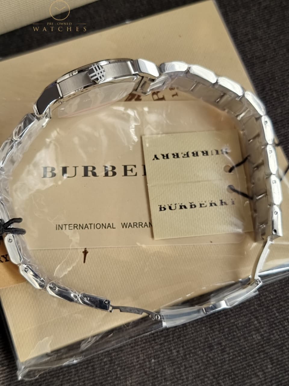 BURBERRY Pink Check Stamped Stainless Steel Ladies Watch BU9124