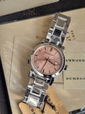 BURBERRY Pink Check Stamped Stainless Steel Ladies Watch BU9124