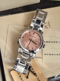 BURBERRY Pink Check Stamped Stainless Steel Ladies Watch BU9124