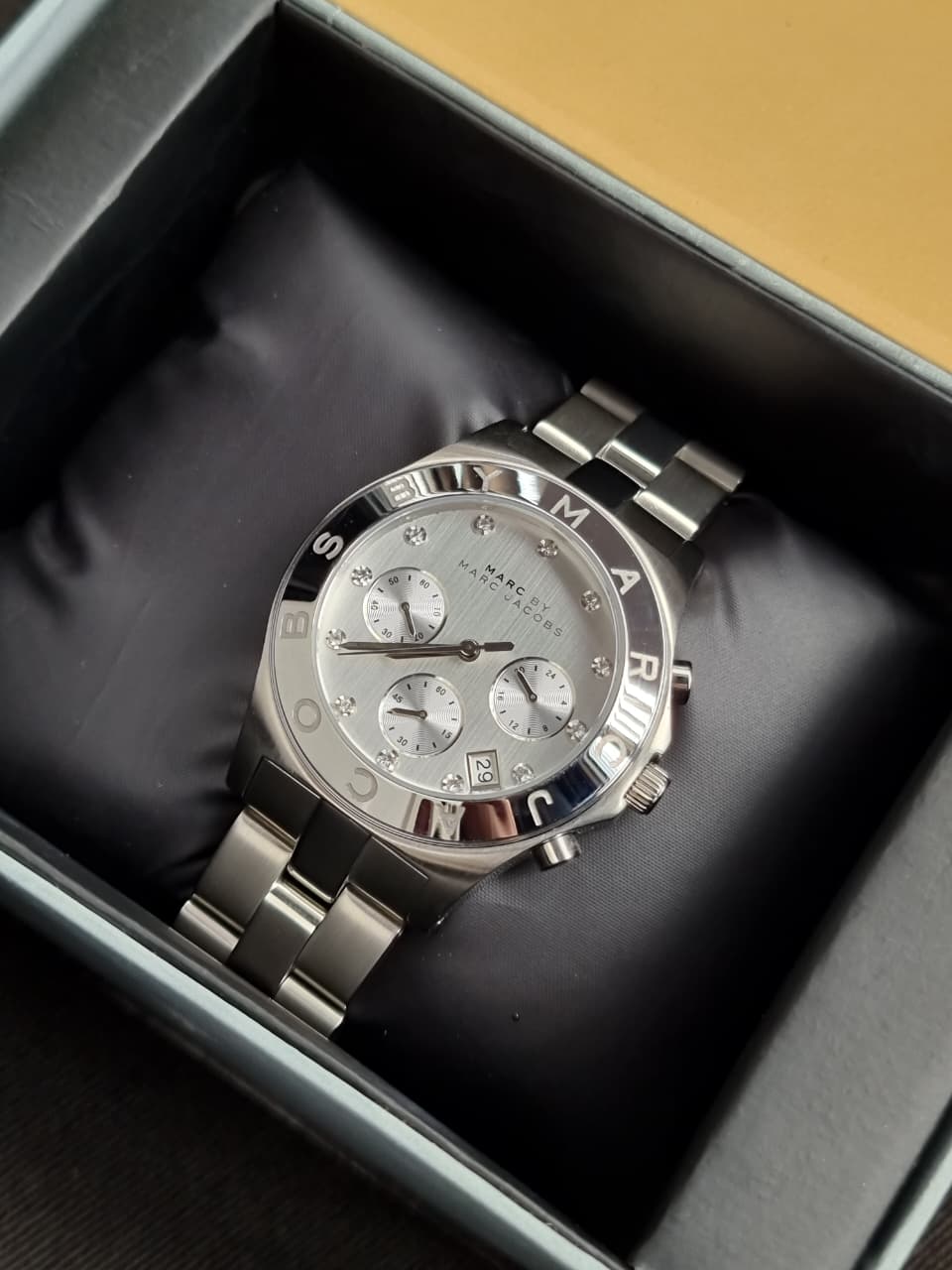 NEW MARC JACOBS BLADE SILVER TONE,CRYSTALS DIAL,BRACELET WATCH MBM3100