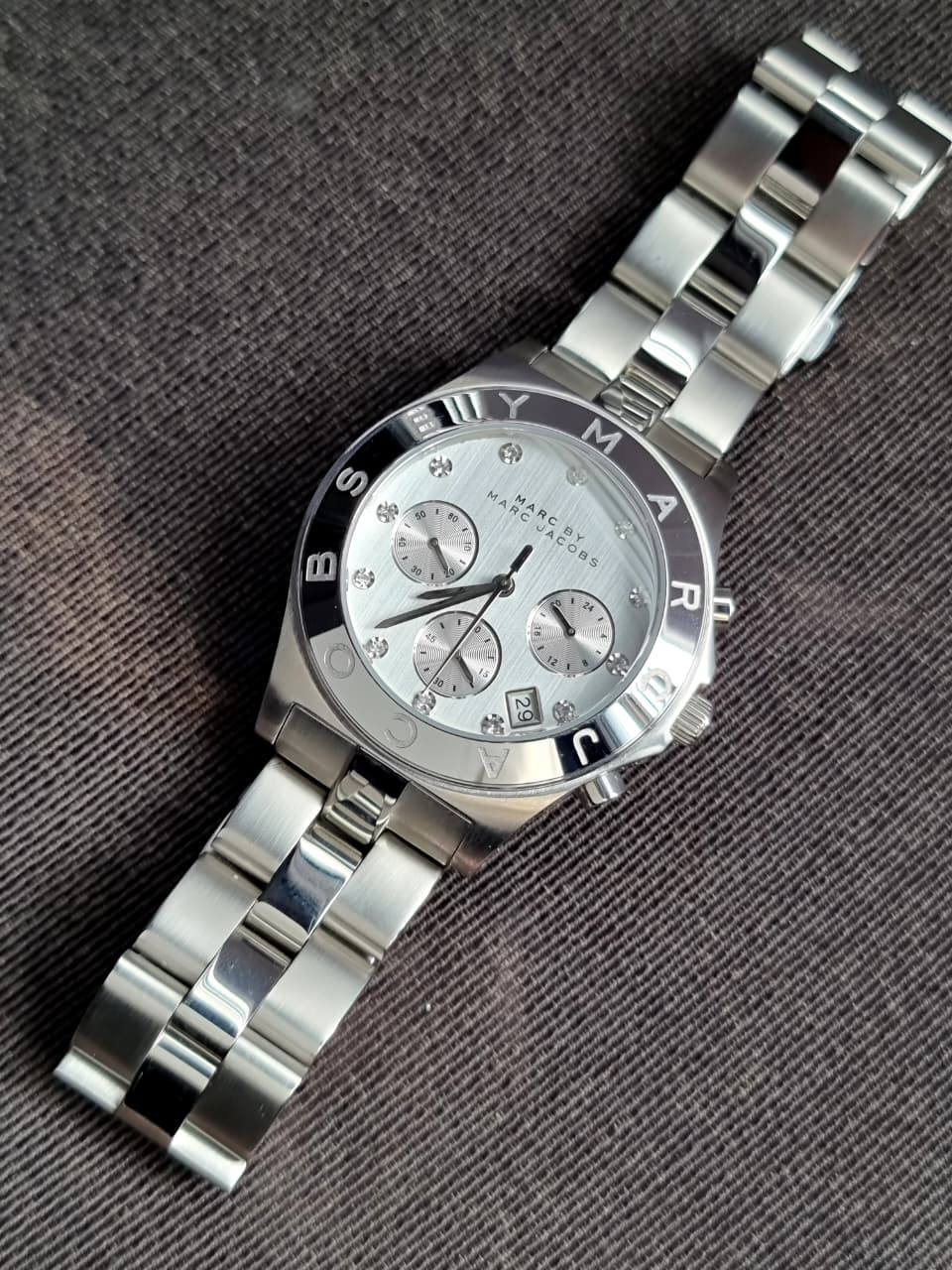 NEW MARC JACOBS BLADE SILVER TONE,CRYSTALS DIAL,BRACELET WATCH MBM3100