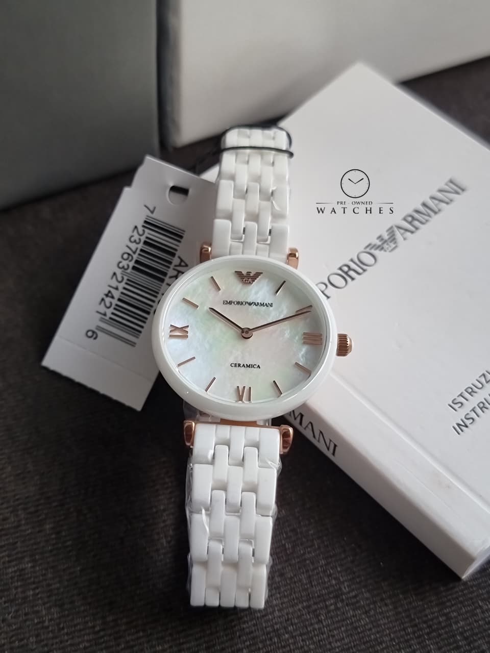 EMPORIO ARMANI Ceramica Mother of Pearl Ladies Watch AR1486