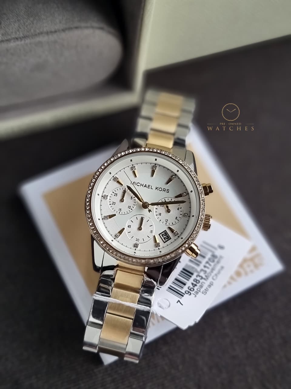 MICHAEL KORSRitz Chronograph Crystal White Dial Ladies Watch