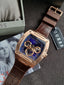 Guess Men’s Quartz Brown Silicone & Leather Strap Blue Dial 43mm Watch GW0202G2