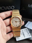 Movado Heritage Series Ondoplan Pale Gold Fluted bezel Ionic Men's Watch 3650217
