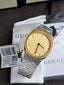 Gucci Men’s Swiss Made Quartz Silver Stainless Steel Champagne Dial 38mm Watch YA163405